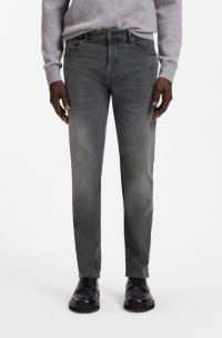 Maine regular-fit jeans in black stretch denim, Dark Grey