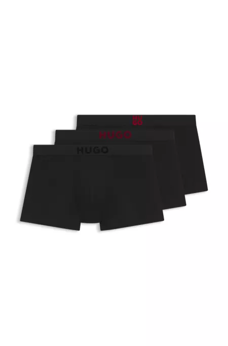 Three-pack of stretch-cotton trunks with logos