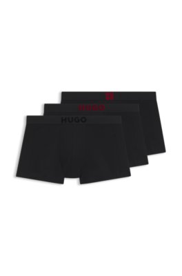 Three-pack of stretch-cotton trunks with logos