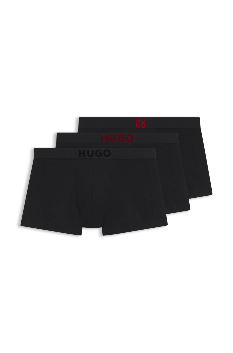 Three-pack of stretch-cotton trunks with logos