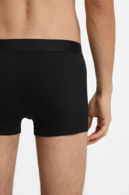 Three-pack of stretch-cotton trunks with logos, Black