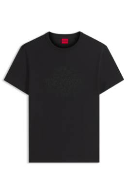 Hugo Cotton-jersey T-shirt with rhinestone logo dam – bild 4