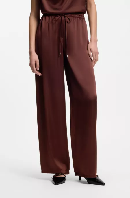 Pantalon Relaxed Fit en satin avec cordon de serrage à la taille