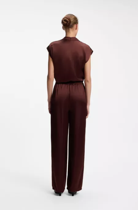 Pantalon Relaxed Fit en satin avec cordon de serrage à la taille
