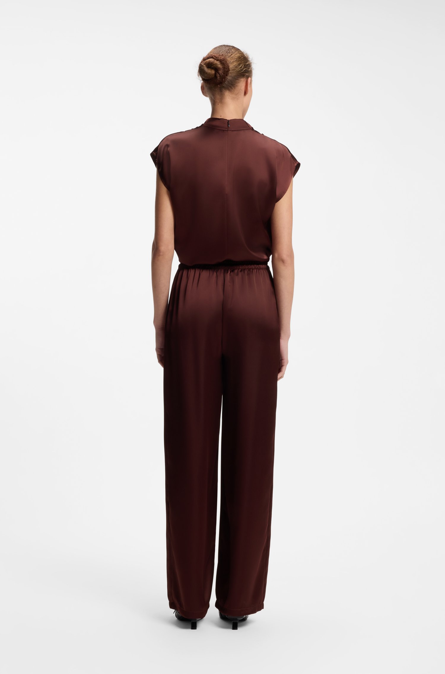 Hugo Relaxed-fit trousers in satin with drawstring waist dam – bild 2
