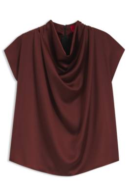Hugo Satin top with draped neckline toppar dam – bild 4