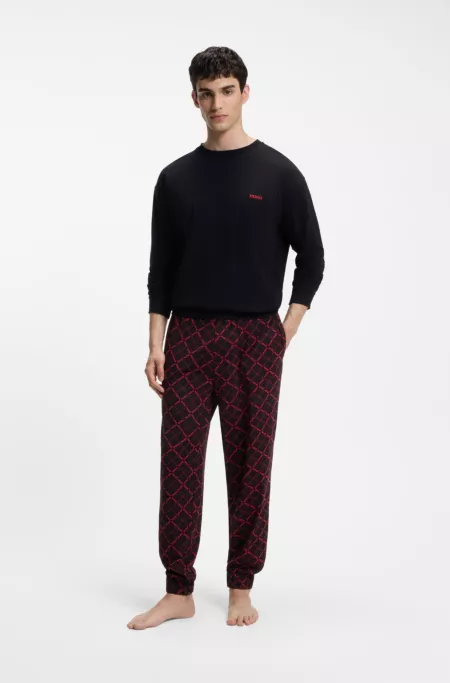Pyjama-Set aus Stretch-Baumwolle mit Logo-Details