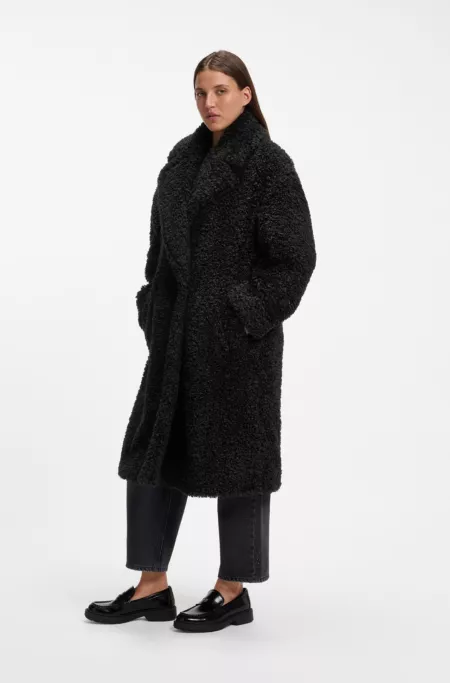 Manteau croisé Oversize en tissu peluche