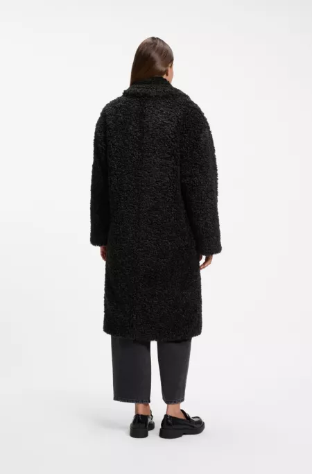 Manteau croisé Oversize en tissu peluche