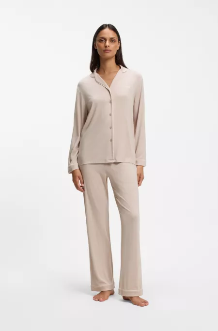 Pyjama-Set aus Stretch-Jersey mit Logo-Stickerei