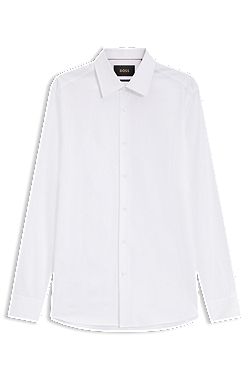 Slim-fit shirt in micro-structured Italian-made cotton