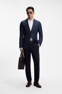 Slim-fit shirt in micro-structured Italian-made cotton, White