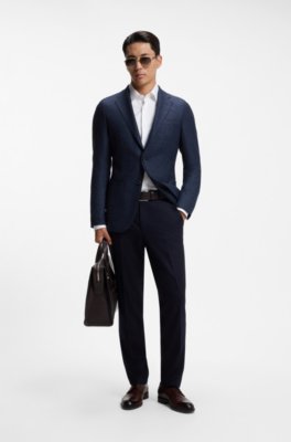 Boss Slim-fit shirt in micro-structured Italian-made cotton kostymskjortor herr – bild 2