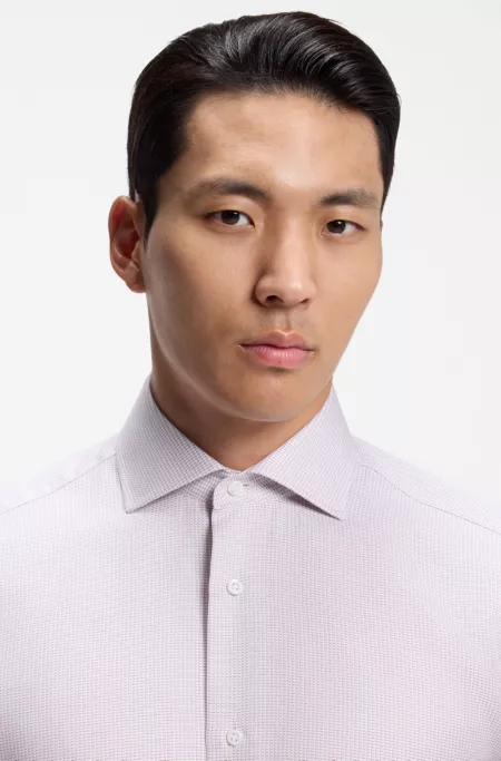 Regular-fit shirt in fine-striped Italian-made cotton