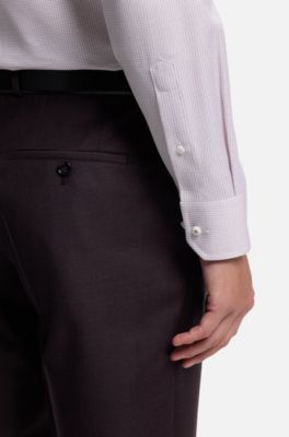Regular-fit shirt in fine-striped Italian-made cotton, Light Pink