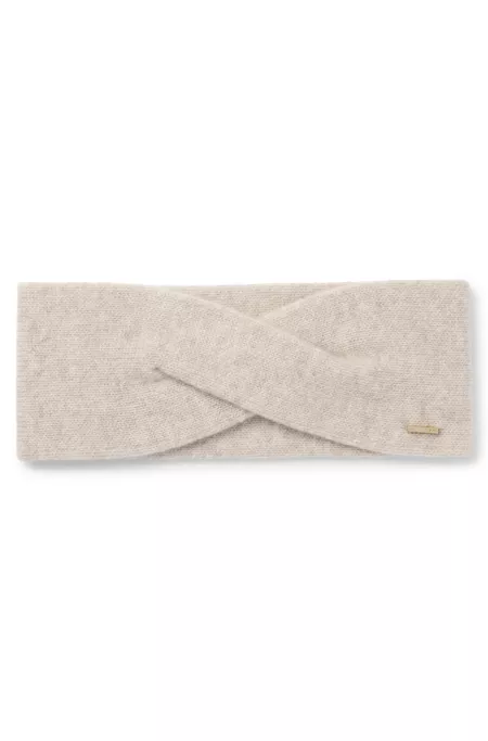 Knitted cashmere-blend headband with metal logo