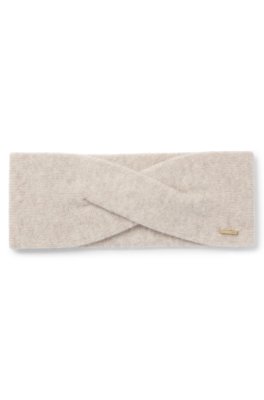 Knitted cashmere-blend headband with metal logo