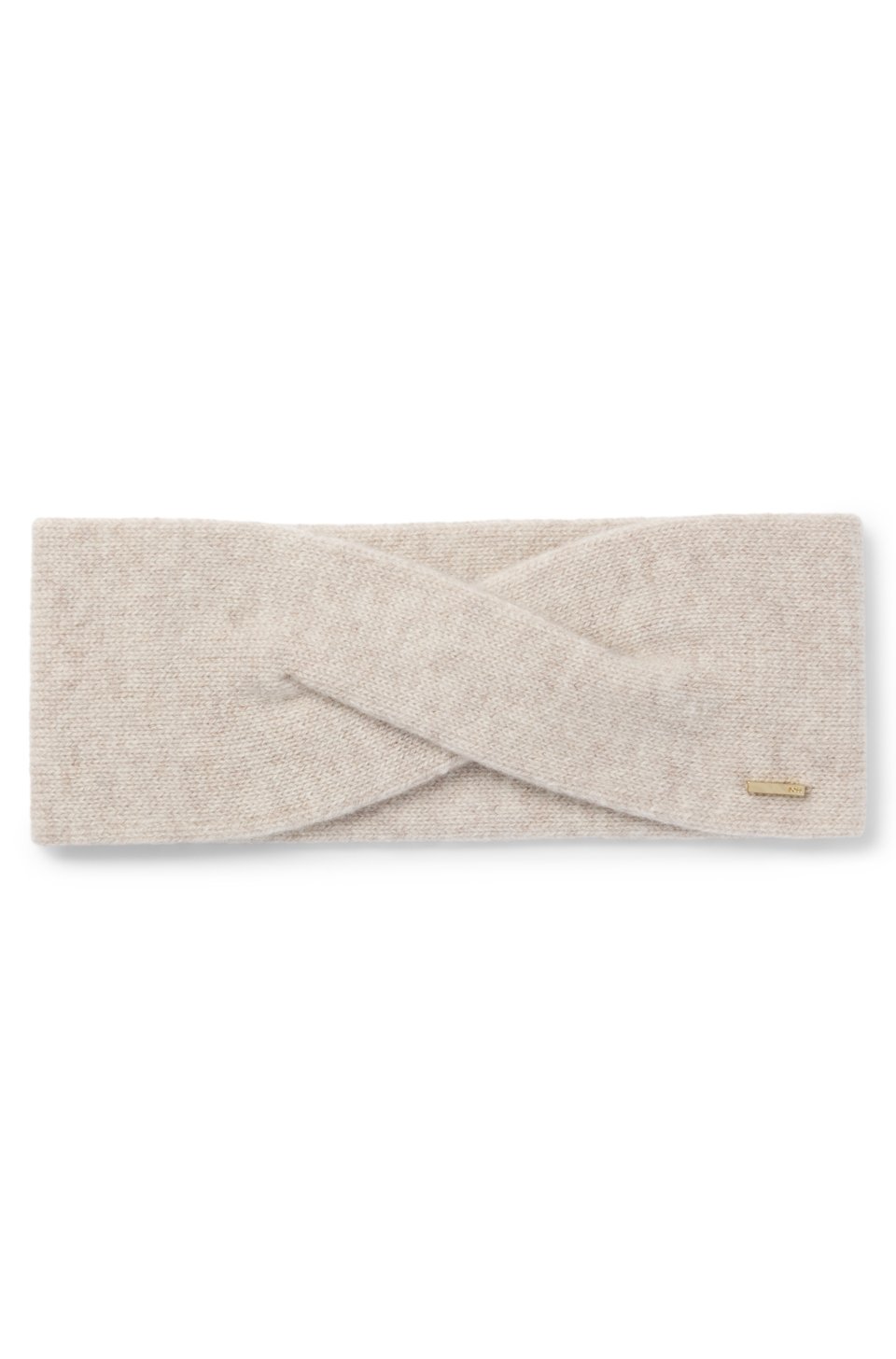 Knitted cashmere-blend headband with metal logo