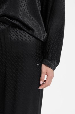 Boss Pyjama trousers in satin with all-over monogram pattern byxor dam – bild 2