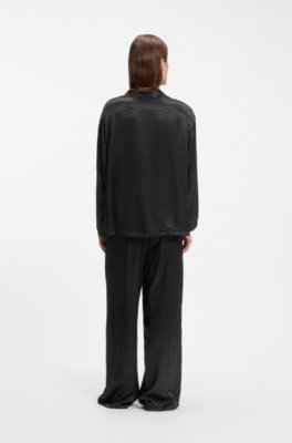 Boss Pyjama top in satin with all-over monogram pattern pyjamas dam – bild 3