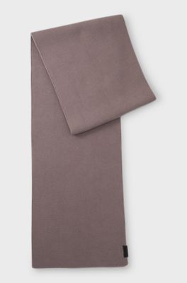 Cotton scarf with ribbed structure, Brown