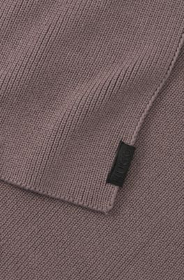 Cotton scarf with ribbed structure, Brown