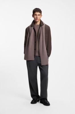 Cotton scarf with ribbed structure, Brown