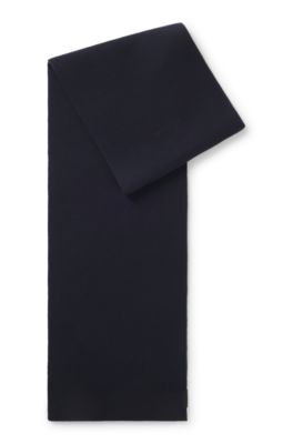 Cotton scarf with ribbed structure, Dark Blue