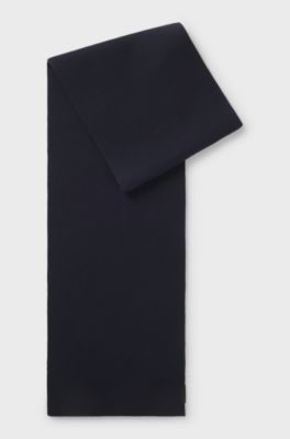 Cotton scarf with ribbed structure, Dark Blue