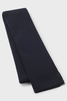 Cotton scarf with ribbed structure, Dark Blue