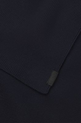 Cotton scarf with ribbed structure, Dark Blue