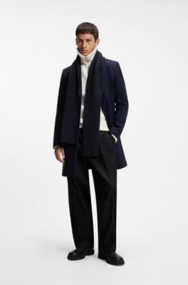 Cotton scarf with ribbed structure, Dark Blue