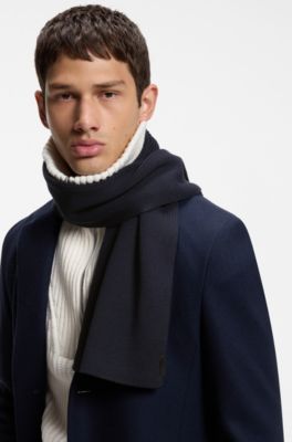 Cotton scarf with ribbed structure, Dark Blue