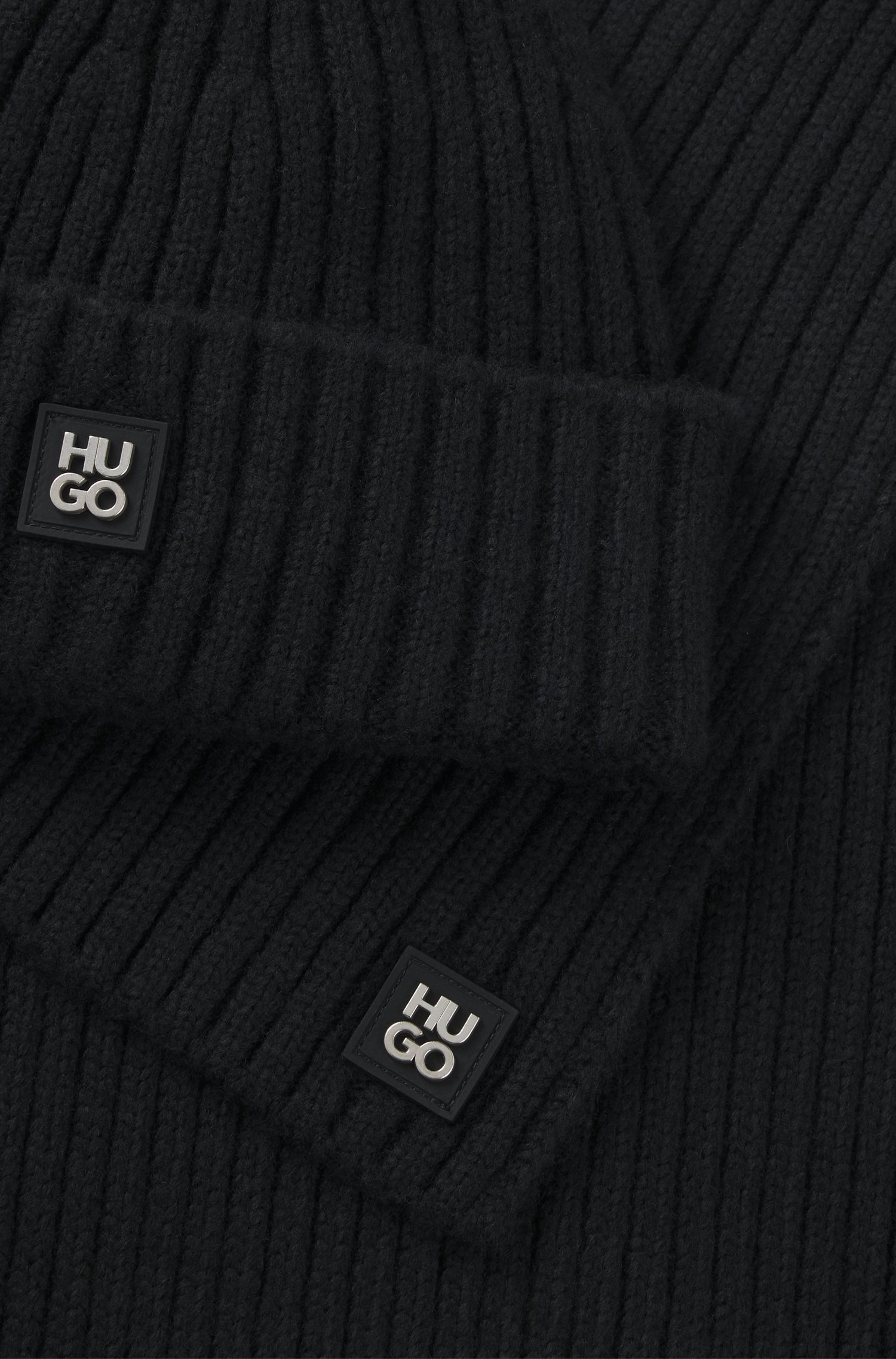Hugo Hat and scarf set with metal logo detail halsdukar & sjalar herr – bild 4