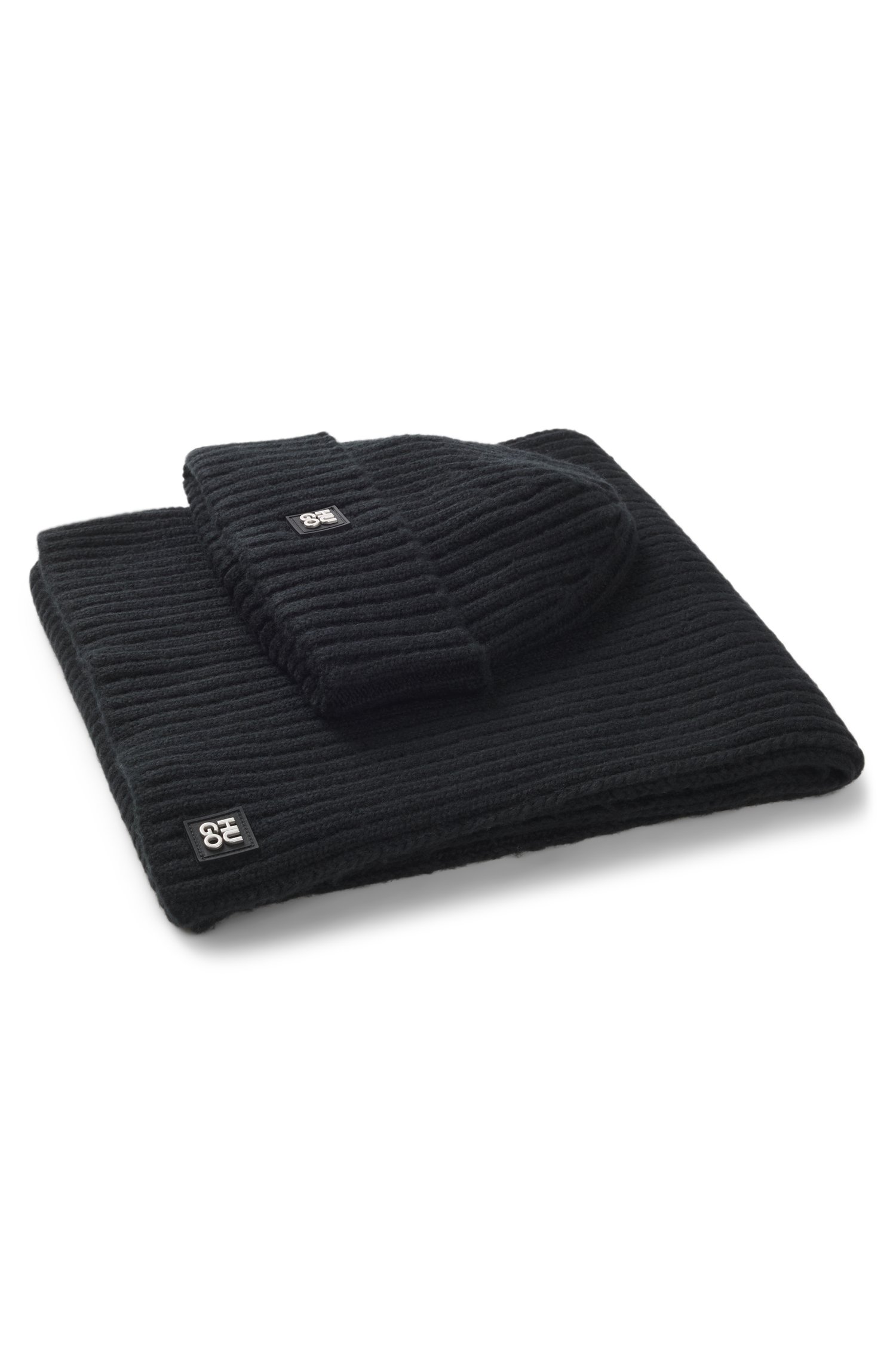 Hugo Hat and scarf set with metal logo detail halsdukar & sjalar herr – bild 3