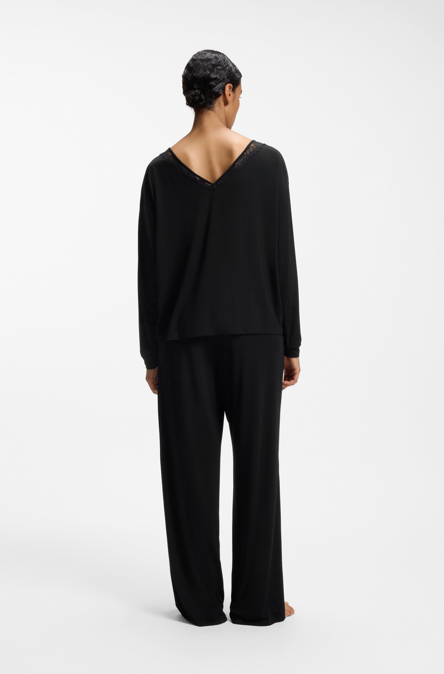 Boss Long-sleeved pyjama top with lace neckline pyjamas & nattlinnen dam – bild 3