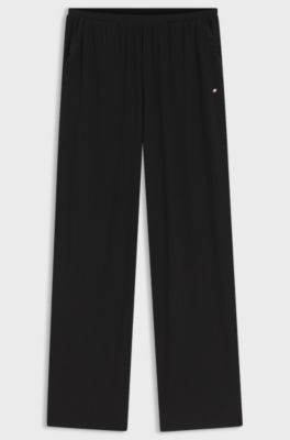 Pyjama bottoms with lace-trimmed pockets, Black