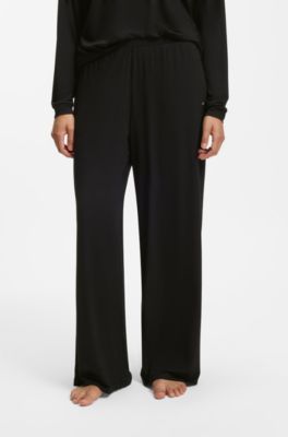 Pyjama bottoms with lace-trimmed pockets, Black
