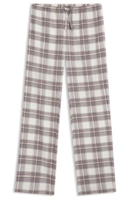 Pyjama bottoms in checked cotton-blend twill, White Patterned