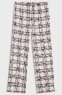 Pyjama bottoms in checked cotton-blend twill, White Patterned