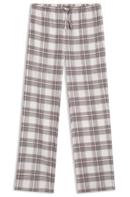 Bas de pyjama en sergé de coton mélangé à carreaux