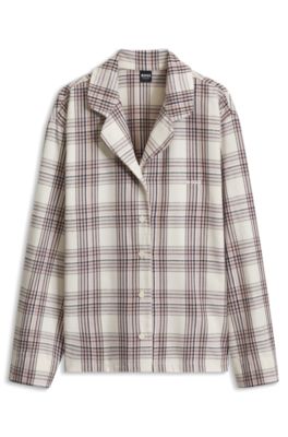 Pyjama top in checked cotton-blend twill, Patterned