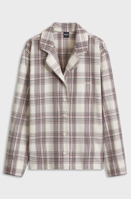Pyjama top in checked cotton-blend twill, Patterned