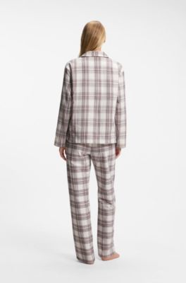 Pyjama top in checked cotton-blend twill, Patterned