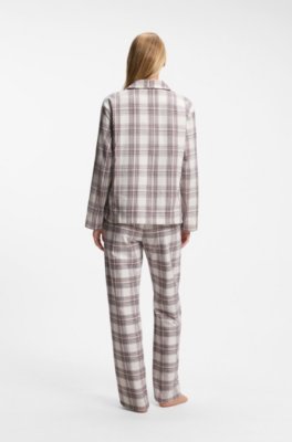 Boss Pyjama top in checked cotton-blend twill pyjamas dam – bild 3