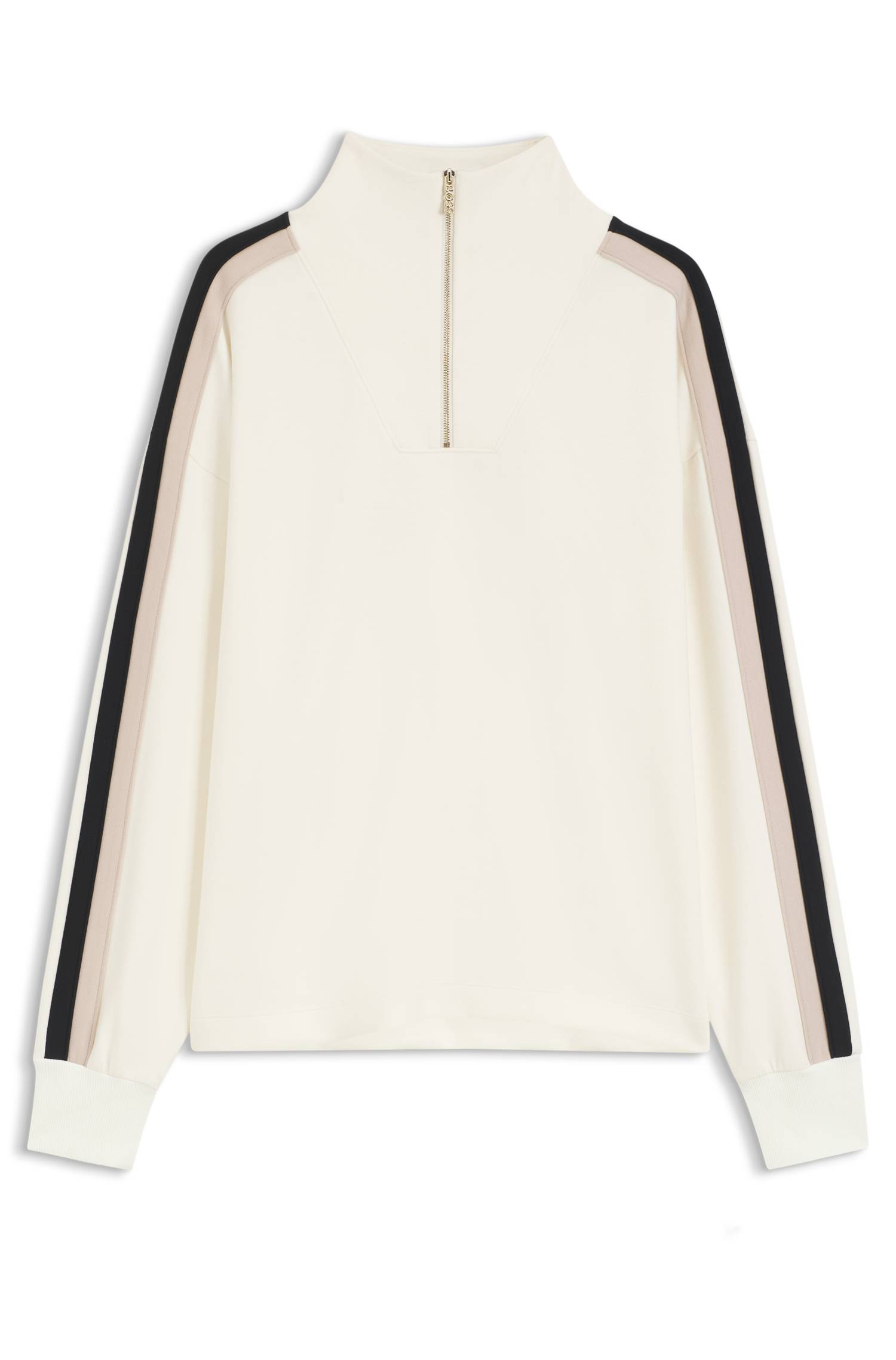 Boss Zip-neck sweatshirt with signature-stripe sleeve detail dam – bild 4