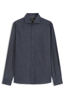 Slim-fit shirt in denim with cashmere