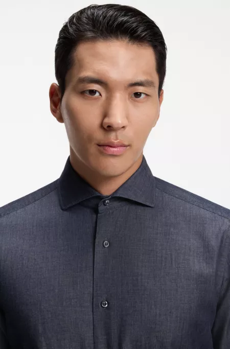 Chemise Slim Fit en denim et cachemire