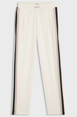Tracksuit bottoms with signature-stripe details, Natural
