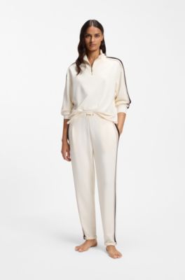 Tracksuit bottoms with signature-stripe details, Natural